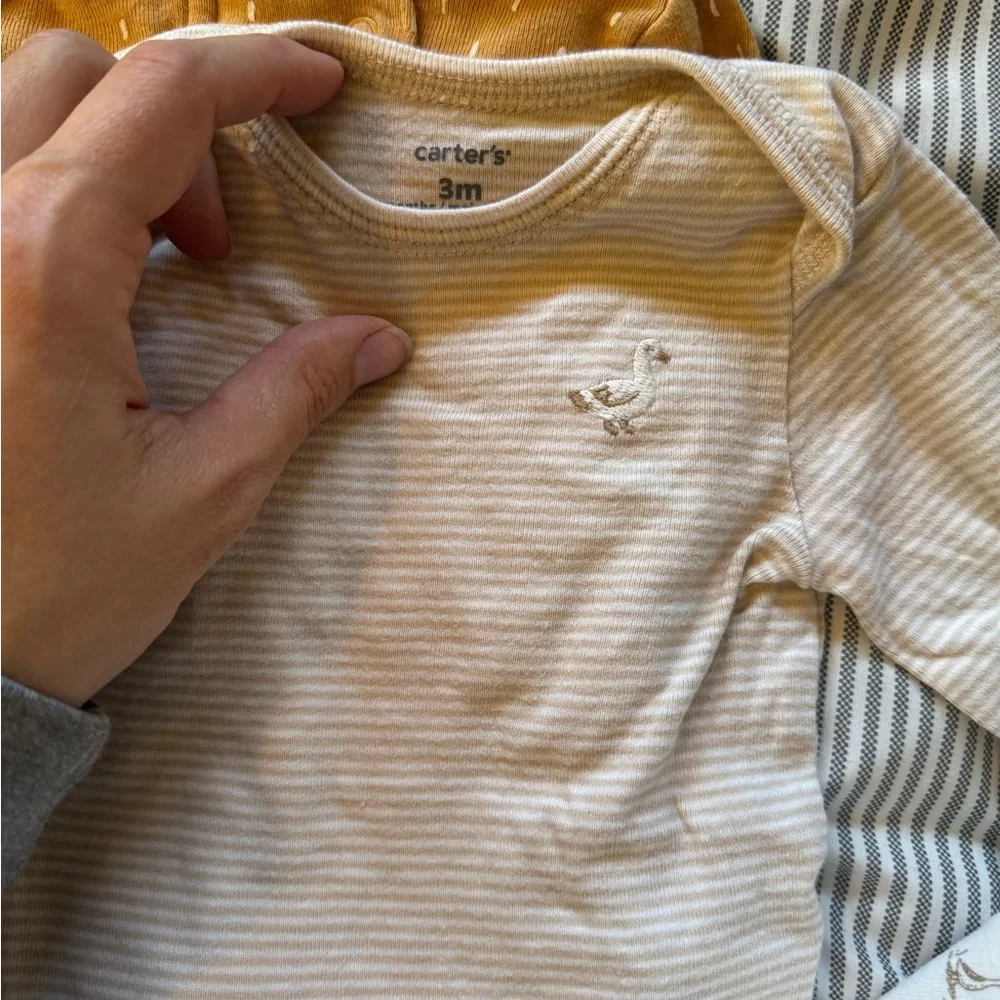 Baby Footies in Blue, Brown, and White - Picture 5 of 9